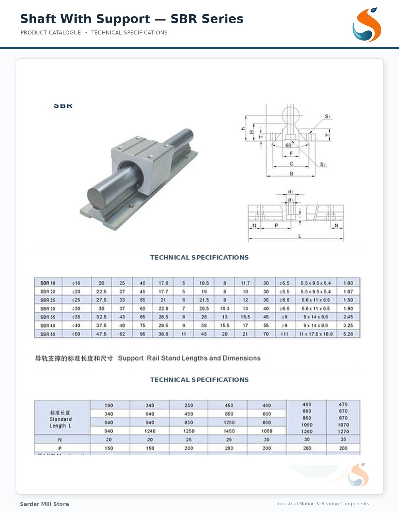 Supported shaft with linear bearing carriage